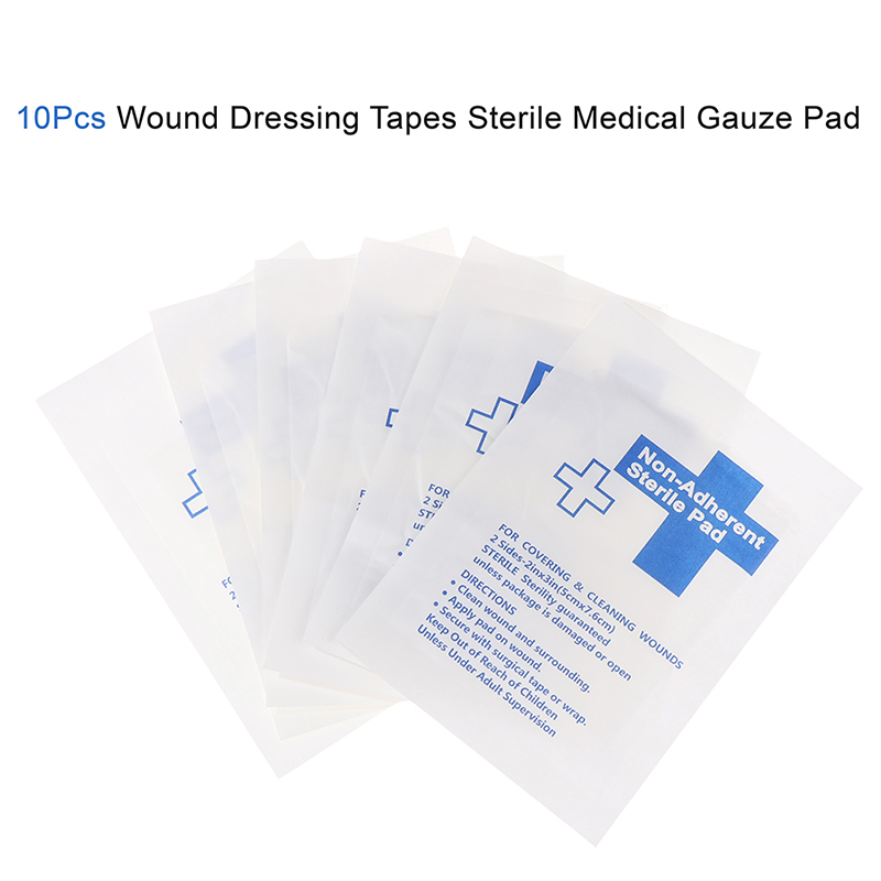 Medical Tape - 10개입 방수 거즈 패드, 접착성 없는