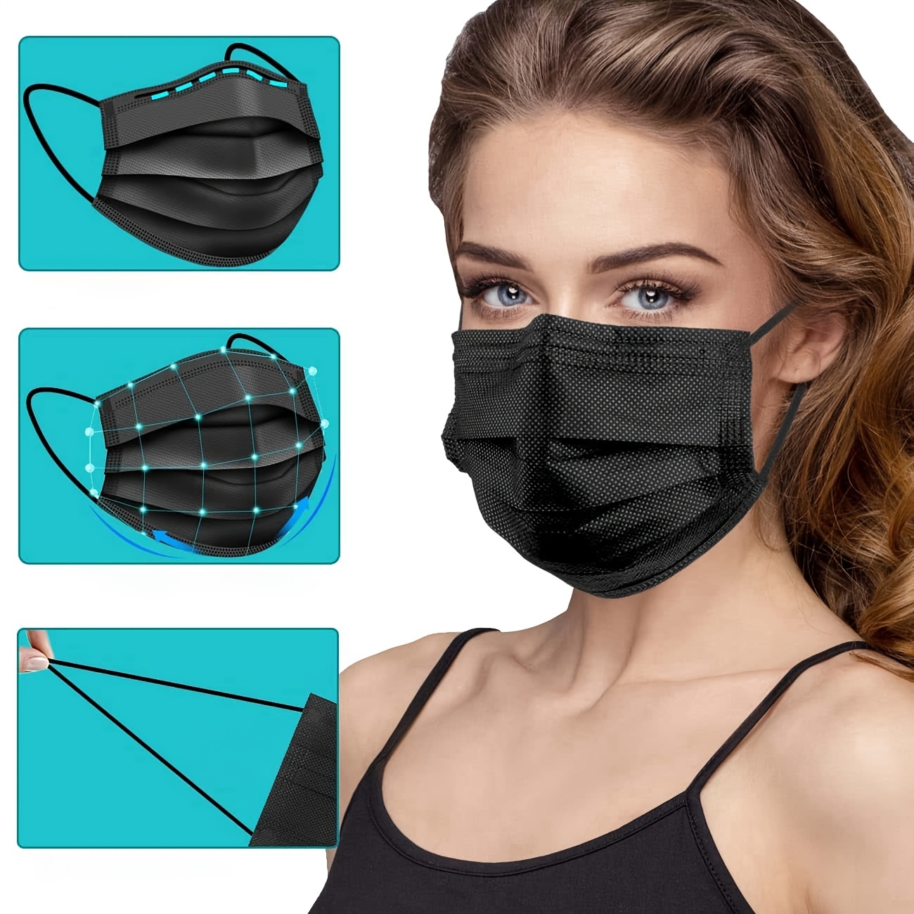 빠른 배송! 300개입 두꺼운 검정색 일회용 보호 마스 - Surgical Mask 리뷰 및 가격