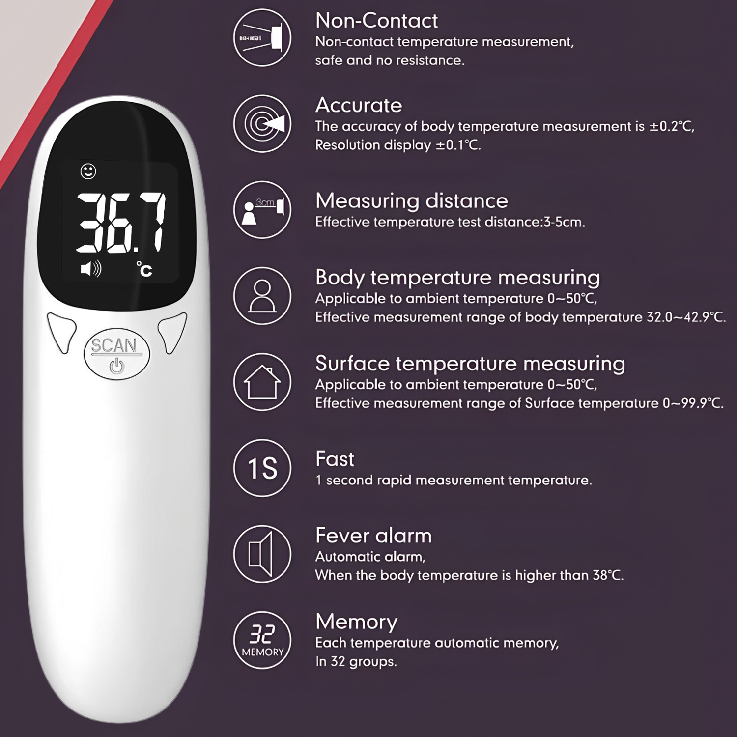 의료용 적외선 체온계, 어린이 및 성인용 비접촉식 체온 - Pulse Oximeter 리뷰 및 가격